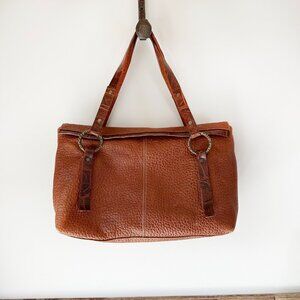 Marco Buggiani Italy‎ Russet Brown Leather Shoulder Handbag Purse Satchel